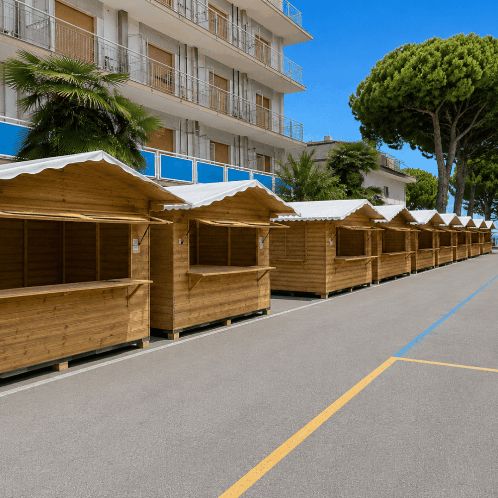 Casette di legno per eventi, sagre e feste della birra noleggiate da Marazzi